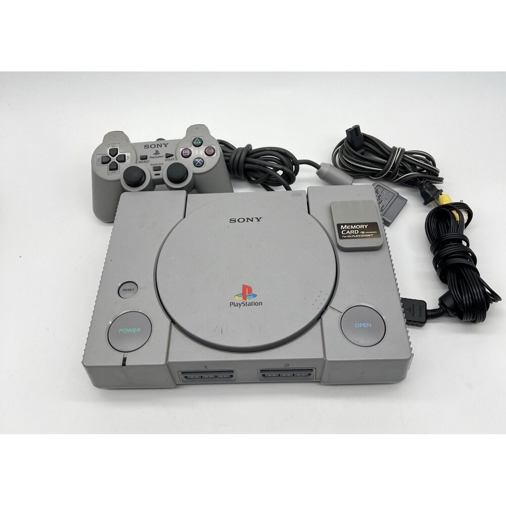 Sony PlayStation 1 PS1 SCPH-7501 Controller +Memory Card +Hello Kitty Game Read